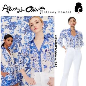 Alice + Olivia Cosima Floral Button Front Blouse S